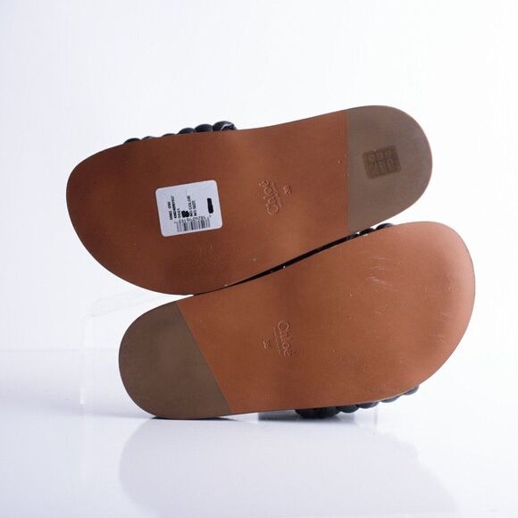 Chloe Womens Black Kacey Flats Braided Slide Sandals Shoe Leather US 8 EU 38 - Picture 8 of 9